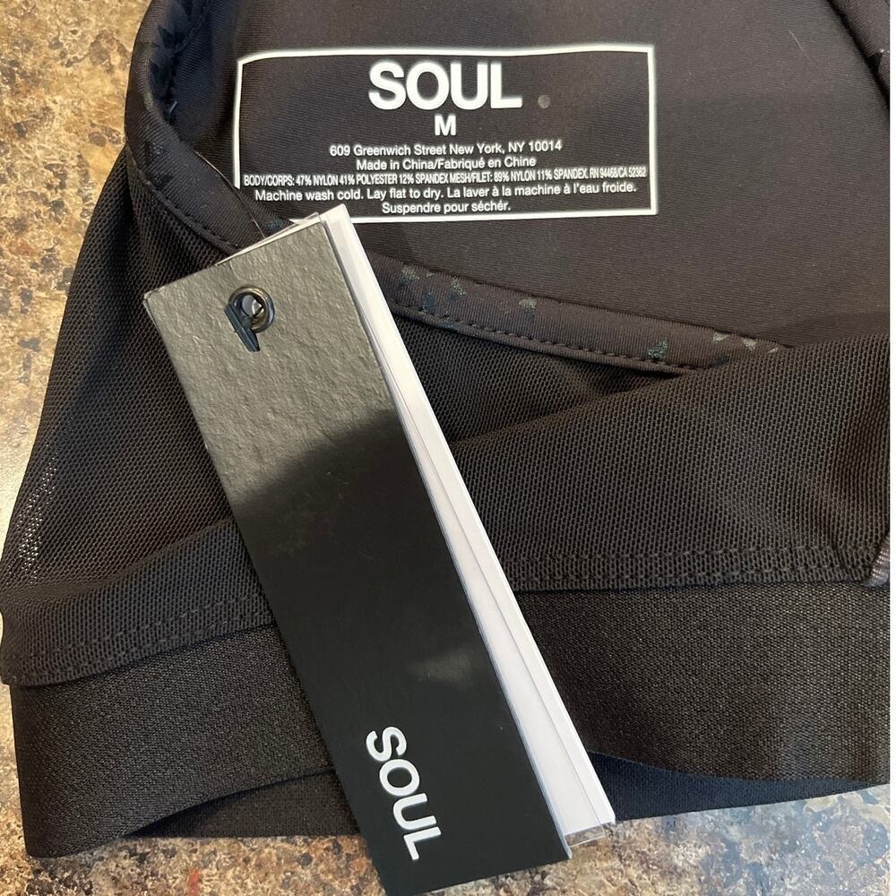 SoulCycle Black Cutout Sports Bra Strappy Back Medium Workout Yoga NWT - Picture 5 of 8